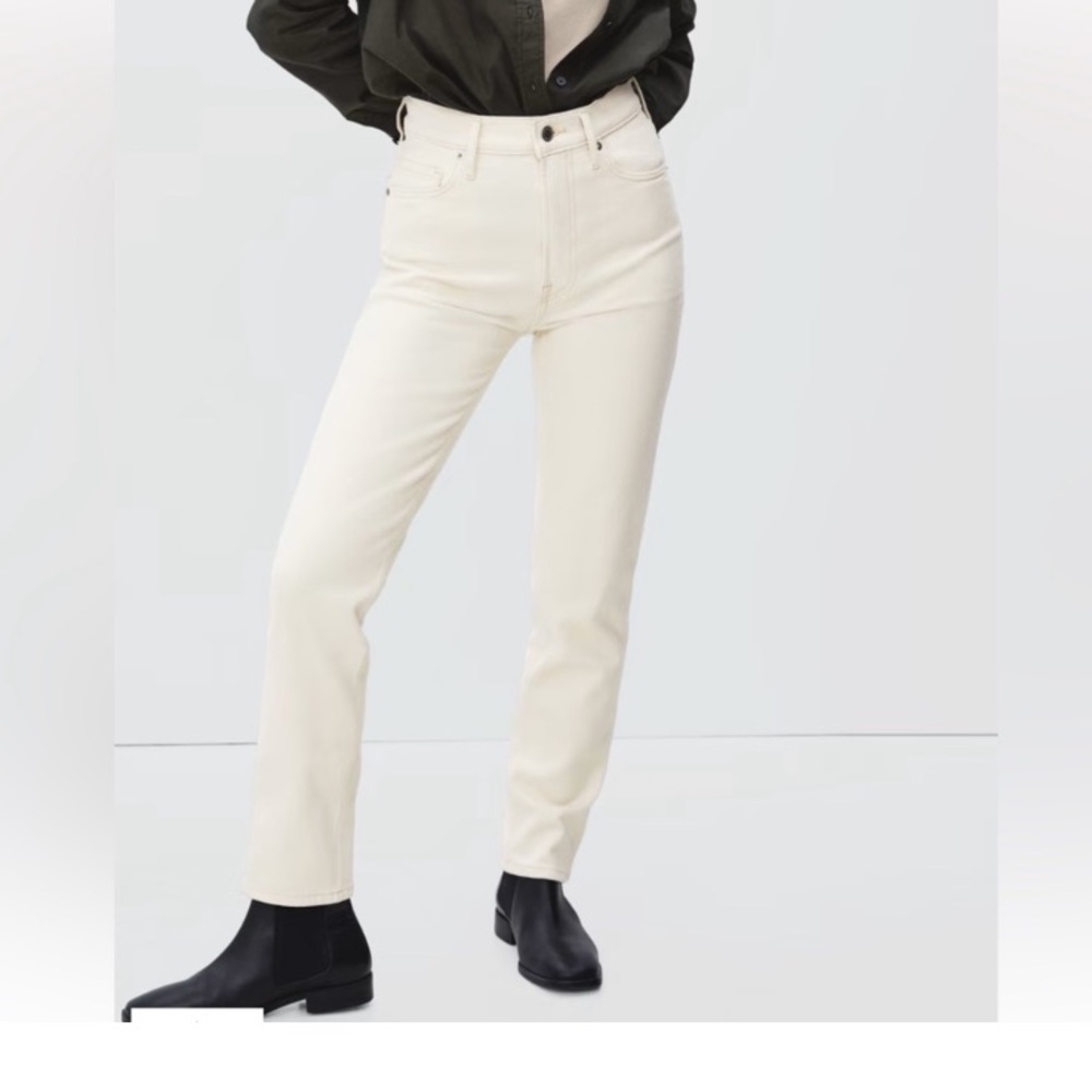 Everlane Women's White The High Rise Cheeky Straight Jeans 30 100% Cotton